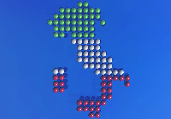 Ilustrace italské vlajky z teček — Stock fotografie