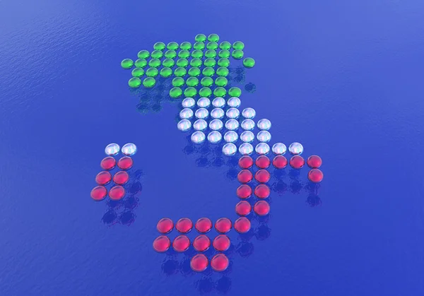 Ilustración de una bandera italiana hecha de puntos —  Fotos de Stock