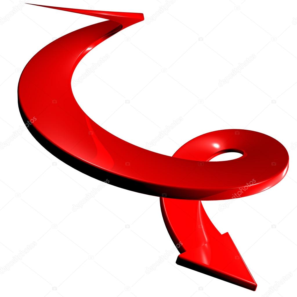 Red spiral arrow 3D.