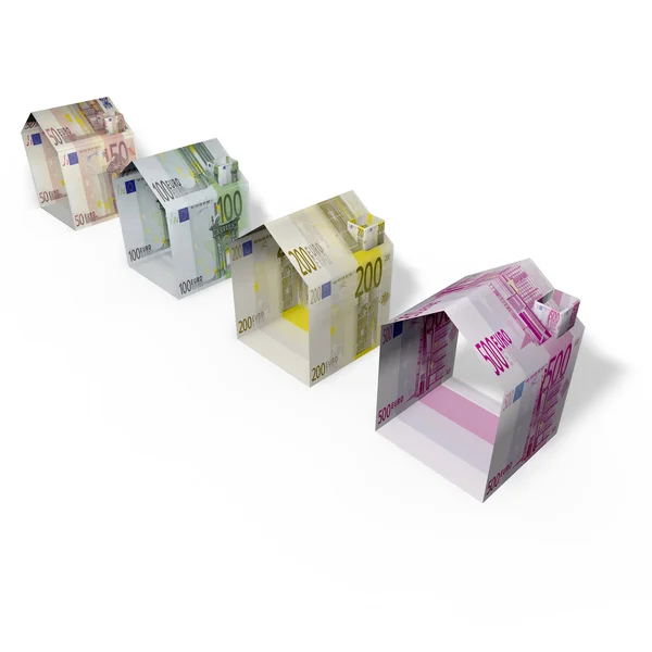 Casas hechas de papel moneda euro — Foto de Stock