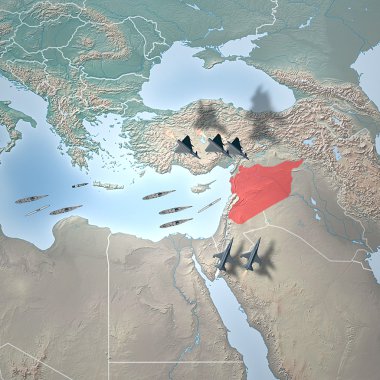 Orta Doğu gibi uzaydan. Suriye Haritası