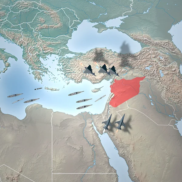 中東は宇宙から見た。シリア地図 — ストック写真