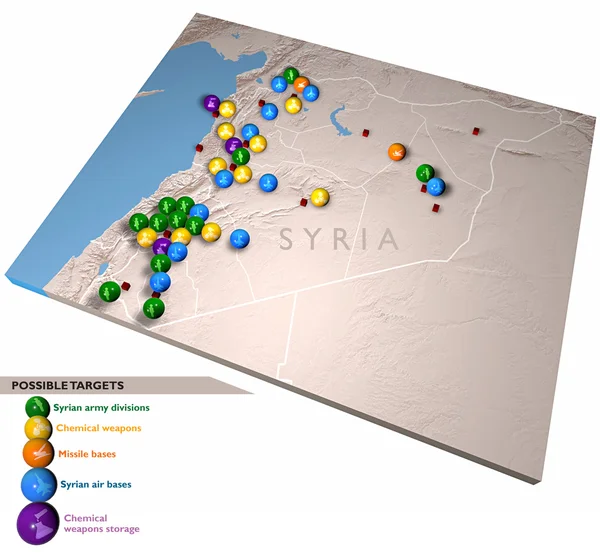 Близького Сходу, як видно з космосу, Сирія карта — стокове фото
