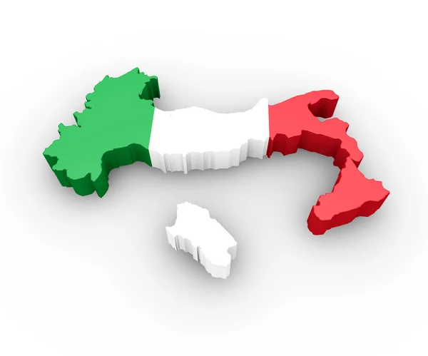Carte de l'Italie en couleurs du drapeau italien — Photo