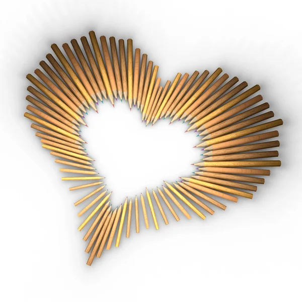 Barevné tužky ve tvaru srdce — Stock fotografie