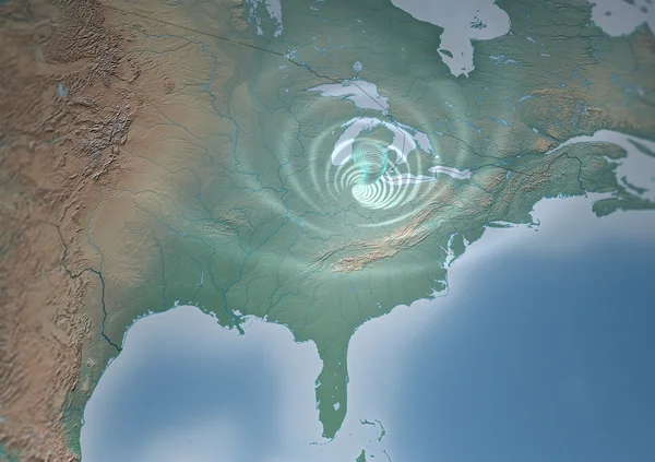 龙卷风美国地图，威胁到中西部地区 — 图库照片