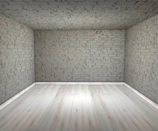 Empty room, brick, walls, floors — Stock Photo, Image