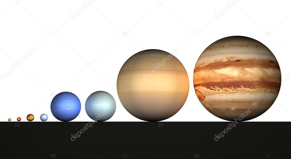 Solar system, planets, sizes, dimensions