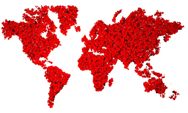 Red 3d image of world map — Stock Photo, Image