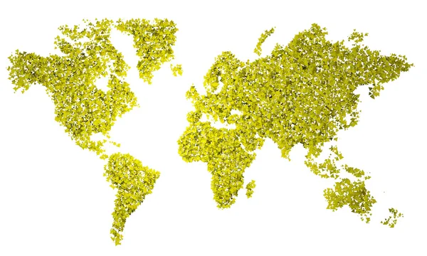 Image 3d jaune de la carte du monde — Photo