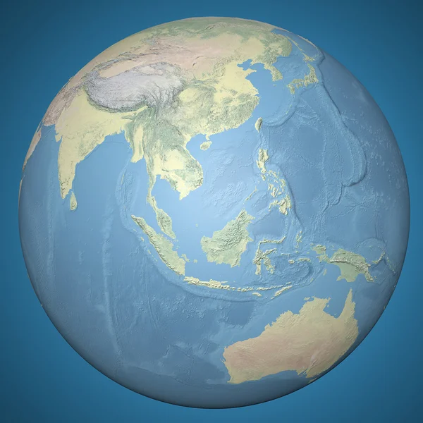 Planète modèle terrestre mettant en vedette le continent asiatique — Photo