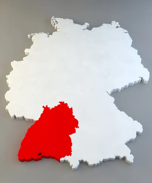 Baden-Wurttemberg Tyskland karta med regioner — Stockfoto