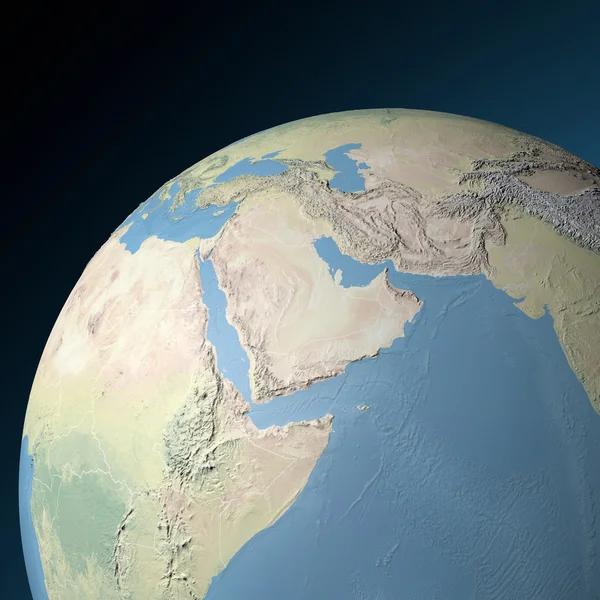 Mapa físico de Oriente Medio — Foto de Stock
