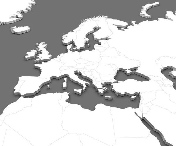 Kaart van Europa en Noord-Afrika — Stockfoto