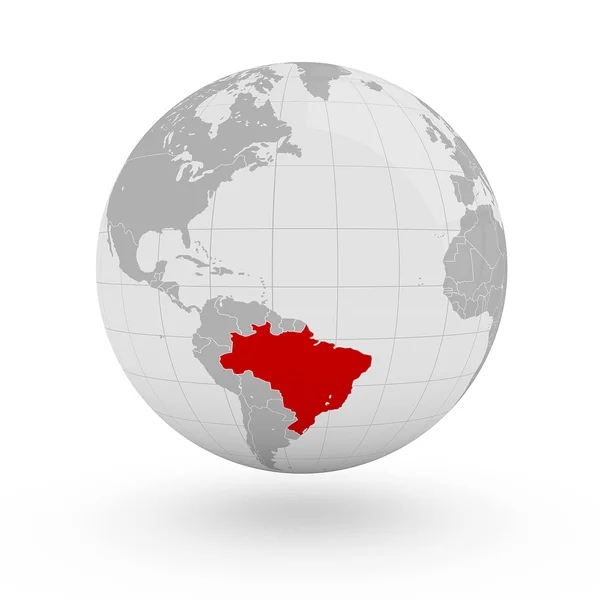 Brazil on globe — Stock Photo, Image