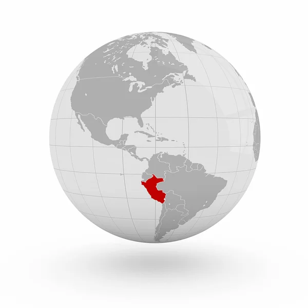 Peru on globe — Stock Photo, Image