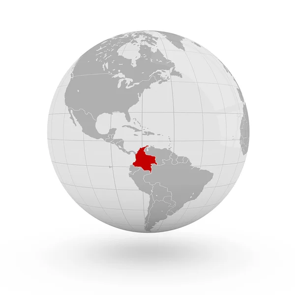 Kolumbie na zeměkouli — Stock fotografie