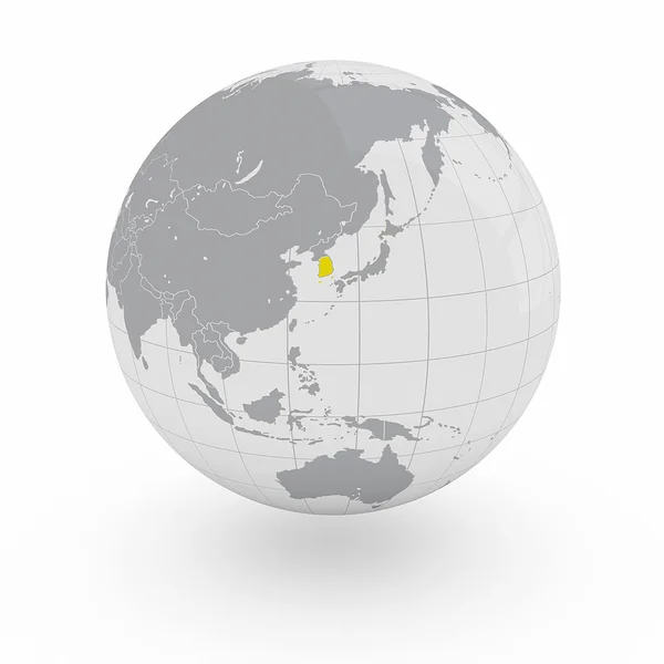 South Korea on globe — Stock Photo, Image