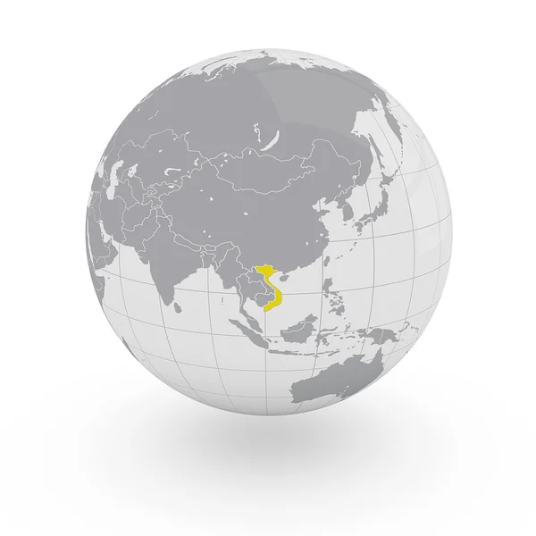 Vietnam op wereldbol — Stockfoto