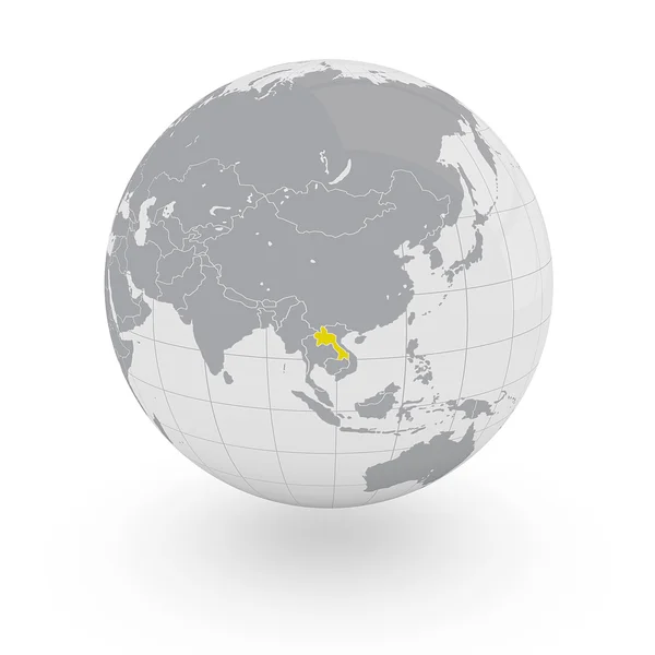 Лаос на глобусе — стоковое фото