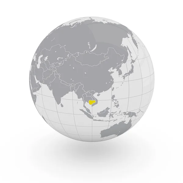 Cambodia on globe — Stock Photo, Image