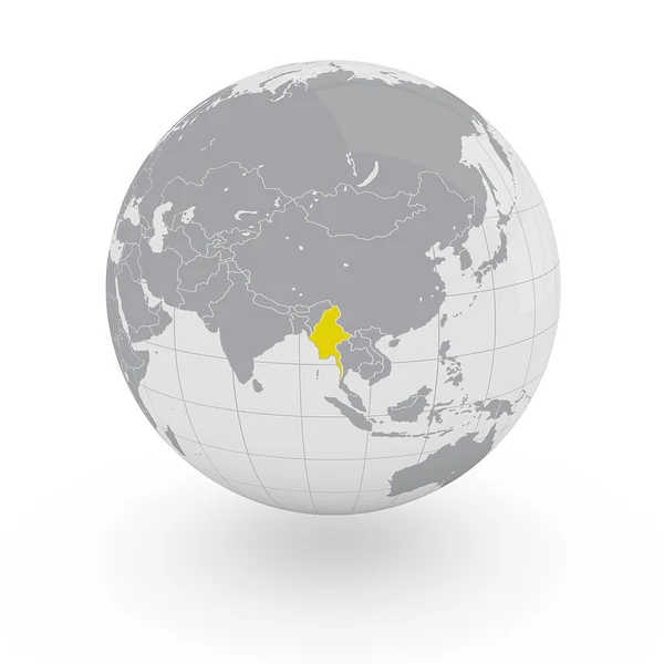 Myanmar on globe — Stock Photo, Image
