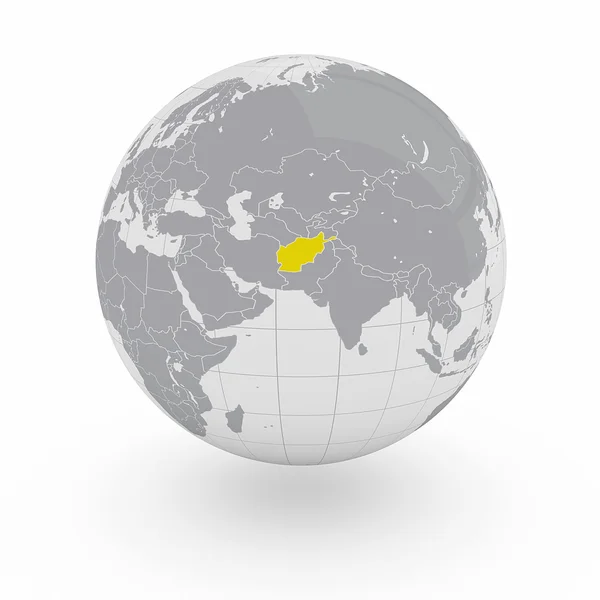 Afghanistan op wereldbol — Stockfoto