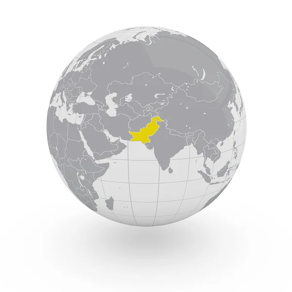 Пакистан на глобусе — стоковое фото