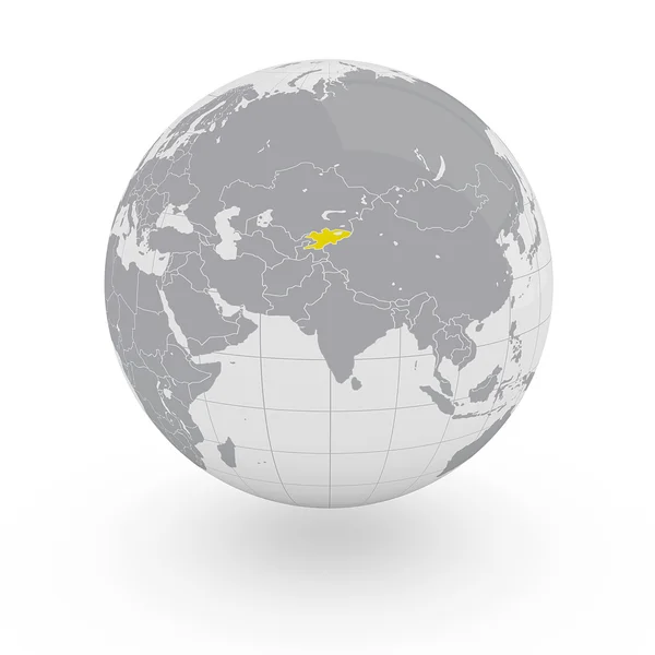 Kyrgyzstan on globe — Stock Photo, Image