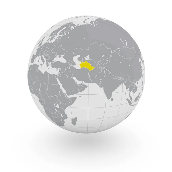 Turquemenistão no globo — Fotografia de Stock