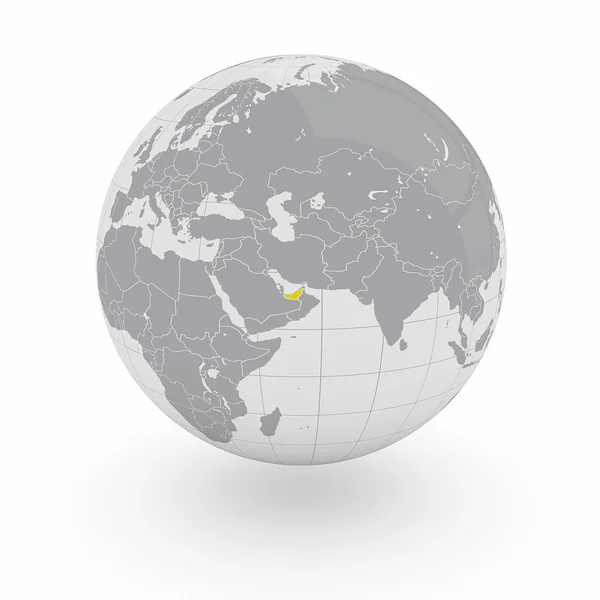 United Arab Emirates on globe — Stock Photo, Image