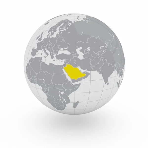 Saudi arabien auf globus — Stockfoto