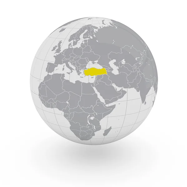 Turkey on globe — Stock Photo, Image