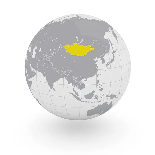 Mongolia on globe — Stock Photo, Image