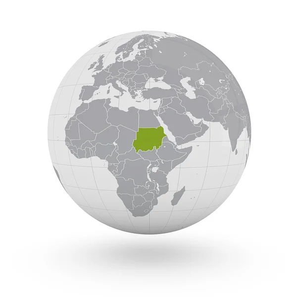 Sudan on globe — Stock Photo, Image