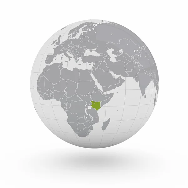 Kenya on globe — Stock Photo, Image