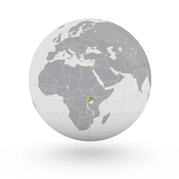 Uganda on globe — Stock Photo, Image