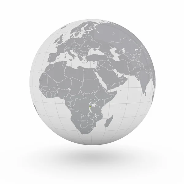 Burundi op wereldbol — Stockfoto
