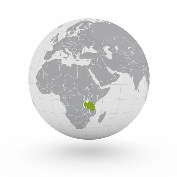 Tanzania on globe — Stock Photo, Image