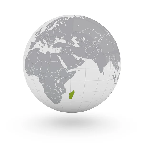 Madagascar on globe — Stock Photo, Image