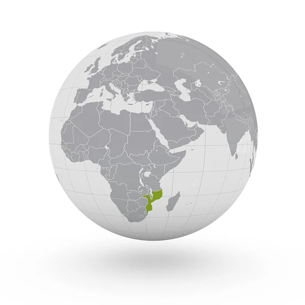 Mozambique on globe — Stock Photo, Image