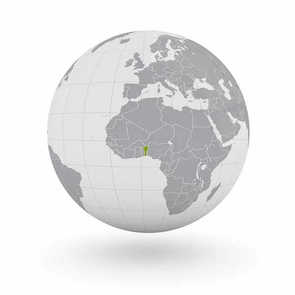 Benin op wereldbol — Stockfoto