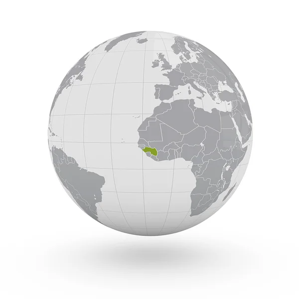 Guinea auf dem Globus — Stockfoto
