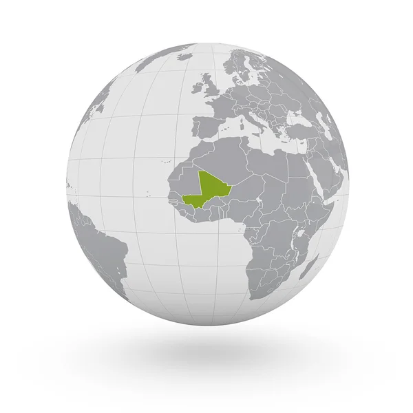 Mali on globe — Stock Photo, Image