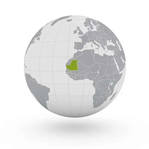 Mauritania on globe — Stock Photo, Image
