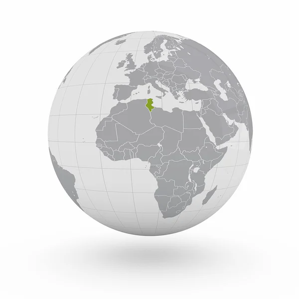 Tunisia on globe — Stock Photo, Image
