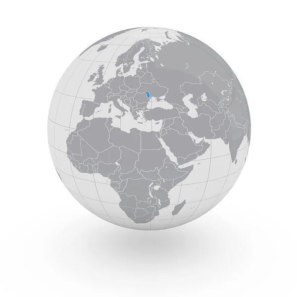 Moldova on globe — Stock Photo, Image