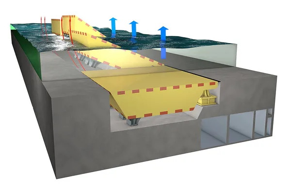 Venetië, lagune: het mose-systeem voor de verdediging tegen hoge wateren — Stockfoto