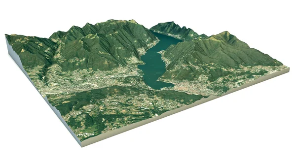 A tó és Como és a közeli területek megjelenítése — Stock Fotó