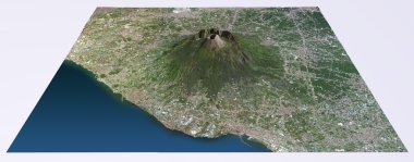 Aerial view of Mount Vesuvius map. clipart